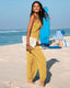 SLIM® Plunge Halter Pleated Jumpsuit