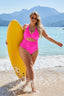 Corset-tie one-piece swimsuit with tummy-control ruching, high-waisted design, adjustable lacing, and built-in shapewear