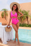 Corset-tie one-piece swimsuit with tummy-control ruching, high-waisted design, adjustable lacing, and built-in shapewear