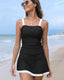 Cover Square Tankini Set – vintage-style tankini with square neckline, pleated top, supportive straps, and skirted swim bottom