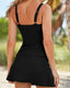 Cover Square Tankini Set – vintage-style tankini with square neckline, pleated top, supportive straps, and skirted swim bottom