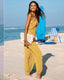 SLIM® Plunge Halter Pleated Jumpsuit
