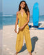 SLIM® Plunge Halter Pleated Jumpsuit