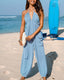 SLIM® Plunge Halter Pleated Jumpsuit