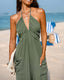 SLIM® Plunge Halter Pleated Jumpsuit