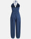 SLIM® Plunge Halter Pleated Jumpsuit