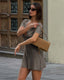 SLIM® Ribbed Knit V-Neck Button Dress