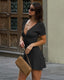 SLIM® Ribbed Knit V-Neck Button Dress