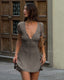 SLIM® Ribbed Knit V-Neck Button Dress