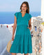 SLIM® Ruffle Sleeve V-Neck Tiered Midi Dress
