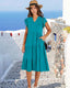 SLIM® Ruffle Sleeve V-Neck Tiered Midi Dress