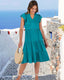 SLIM® Ruffle Sleeve V-Neck Tiered Midi Dress