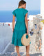 SLIM® Ruffle Sleeve V-Neck Tiered Midi Dress