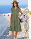 SLIM® Ruffle Sleeve V-Neck Tiered Midi Dress