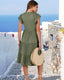 SLIM® Ruffle Sleeve V-Neck Tiered Midi Dress