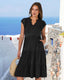 SLIM® Ruffle Sleeve V-Neck Tiered Midi Dress