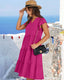 SLIM® Ruffle Sleeve V-Neck Tiered Midi Dress