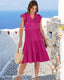SLIM® Ruffle Sleeve V-Neck Tiered Midi Dress