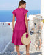 SLIM® Ruffle Sleeve V-Neck Tiered Midi Dress