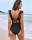 SLIM® Ruffle Backless Belted Swimsuit