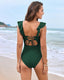 SLIM® Ruffle Backless Belted Swimsuit