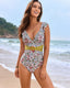 SLIM® Ruffle Backless Belted Swimsuit