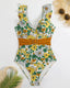 SLIM® Ruffle Backless Belted Swimsuit