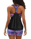 Blouson two-piece swimsuit with weighted tie-side top, high-waist boyshorts, tummy control waistband, and removable bust pads