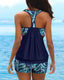 Blouson two-piece swimsuit with weighted tie-side top, high-waist boyshorts, tummy control waistband, and removable bust pads