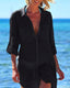 Relaxed fit beach cover-up with V-neckline, flowy silhouette, and side slits for stylish swim layering