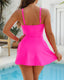 Tummy control one-piece swimsuit with built-in skirt, long torso fit, and quick-drying lightweight fabric for summer swim and vacation wear