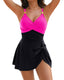 Tummy control one-piece swimsuit with built-in skirt, long torso fit, and quick-drying lightweight fabric for summer swim and vacation wear