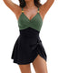 Tummy control one-piece swimsuit with built-in skirt, long torso fit, and quick-drying lightweight fabric for summer swim and vacation wear