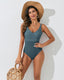 SLIM® Deep V Sexy Color Block U-Back One-Piece Swimsuit