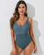 SLIM® Deep V Sexy Color Block U-Back One-Piece Swimsuit