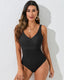 SLIM® Deep V Sexy Color Block U-Back One-Piece Swimsuit