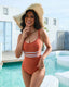 SLIM® Striped Open Back One Piece Swimsuit