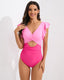SLIM® Lotus Leaf Edge Cross Hollow Out Open Back One Piece Swimsuit