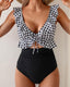 Ruffle Trim Tie Front One Piece Swimsuit