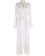 Boho maxi beach dress with adjustable waist tie, deep V-neckline, and flowy ankle-length design for elegant summer coverage