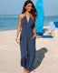 SLIM® Plunge Halter Pleated Jumpsuit