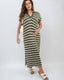 SLIM® Ribbed Knit Collared Midi Dress