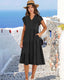 SLIM® Ruffle Sleeve V-Neck Tiered Midi Dress