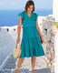 SLIM® Ruffle Sleeve V-Neck Tiered Midi Dress