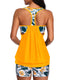 Blouson two-piece swimsuit with weighted tie-side top, high-waist boyshorts, tummy control waistband, and removable bust pads