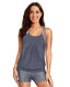Blouson two-piece swimsuit with weighted tie-side top, high-waist boyshorts, tummy control waistband, and removable bust pads