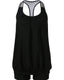 Blouson two-piece swimsuit with weighted tie-side top, high-waist boyshorts, tummy control waistband, and removable bust pads
