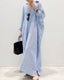 SLIM® Striped Cotton Long Sleeve Maxi Shirt Dress