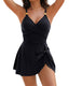 Tummy control one-piece swimsuit with built-in skirt, long torso fit, and quick-drying lightweight fabric for summer swim and vacation wear