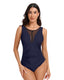 Sexy Lace Mesh Tummy Control One Piece Swimsuit